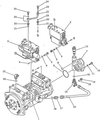 708-23-04014 PC100-5 120-5 150-5 Hydraulikpumpenanlage (HPV55+55) Komatsu Teile